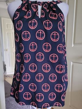 Nautical Anchor Print Navy Halter